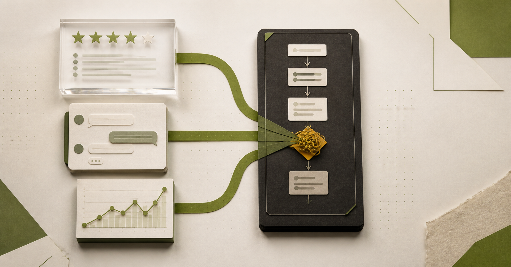 Review, support and analytics signals converging on a blocked step in a product flow